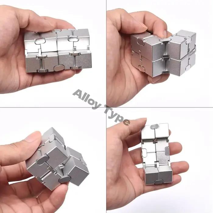 Cube infini en alliage et plastique, jouet anti-stress ultra-durable, sensoriel, pour adultes et enf