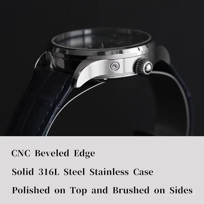 Sugess montre pour hommes édition limitée phase de lune boîtier en acier inoxydable 316L Tianjin ST2