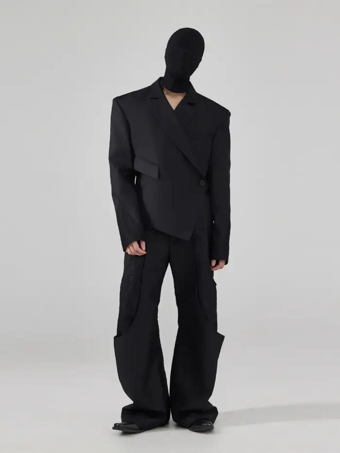 Mauroicardi automne court noir ajusté asymétrique Blazers pour hommes épaulettes bouton unique éléga
