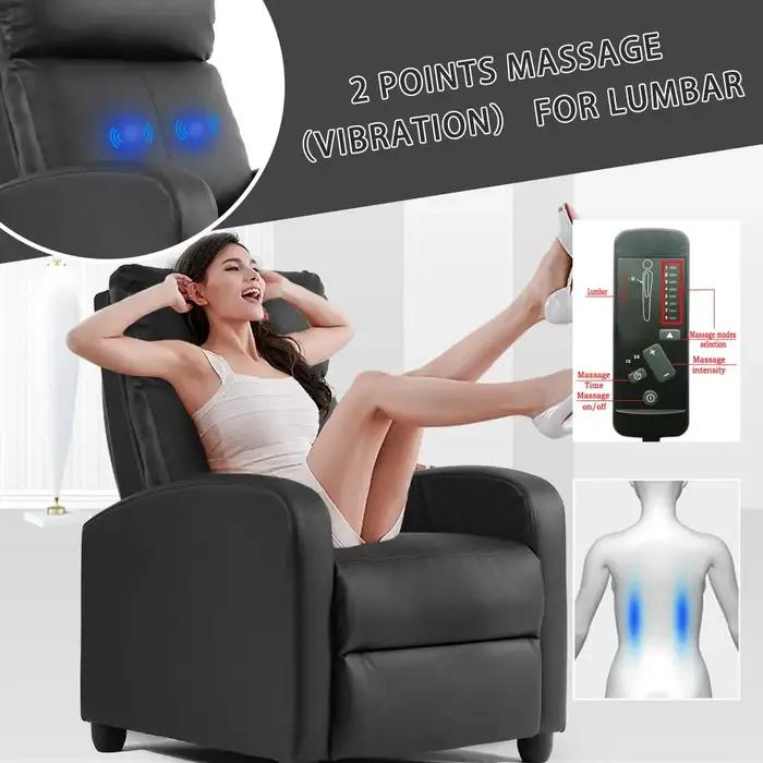 | Fauteuil inclinable | Fonction de massage à 2 points avec soutien lombaire, dossier inclinable