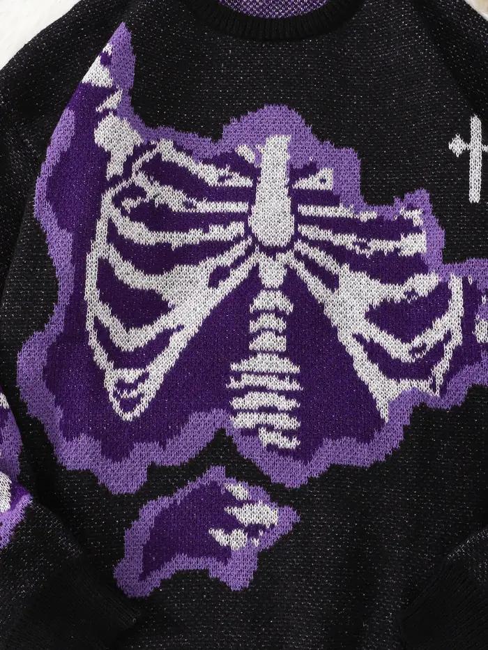 Nouveau populaire printemps et automne en forme d'os papillon Jacquard motif pull pull décontracté c