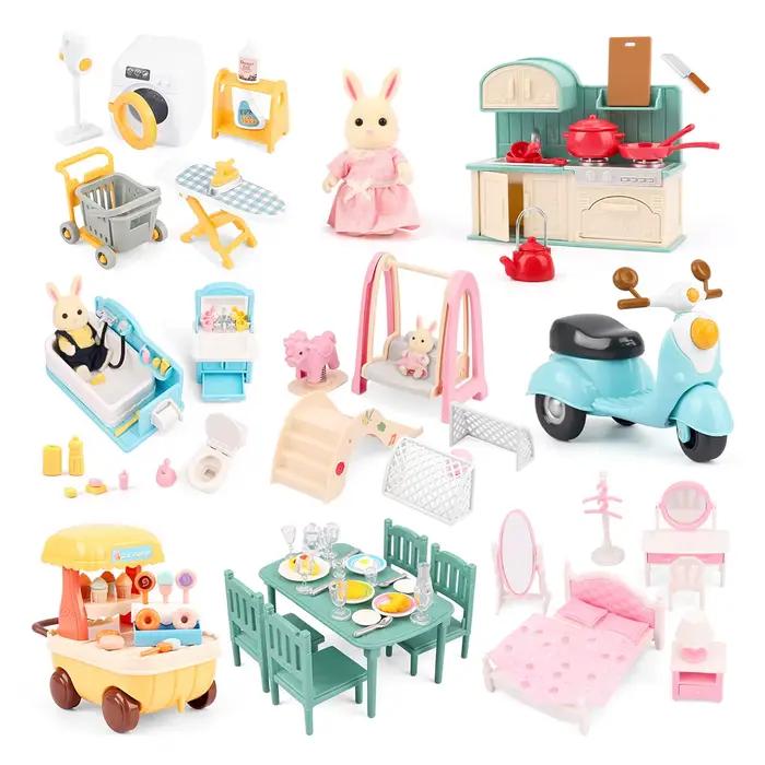 Meubles miniatures forêt, cuisine familiale, jouet, Table à manger, accessoires pour maison de poupé