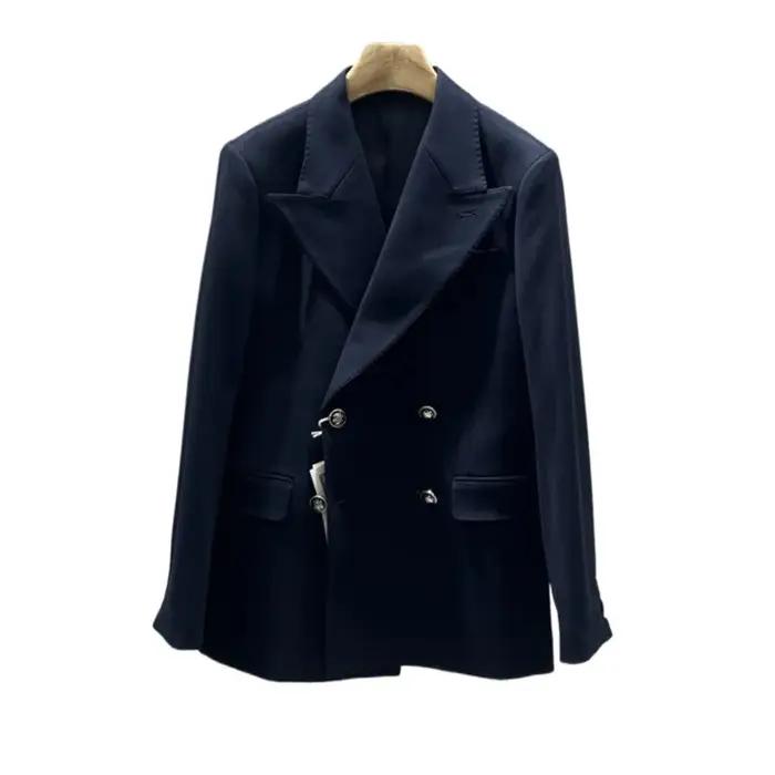 Blazers à double boutonnage de style britannique pour hommes, optique de document solide, vestes cha