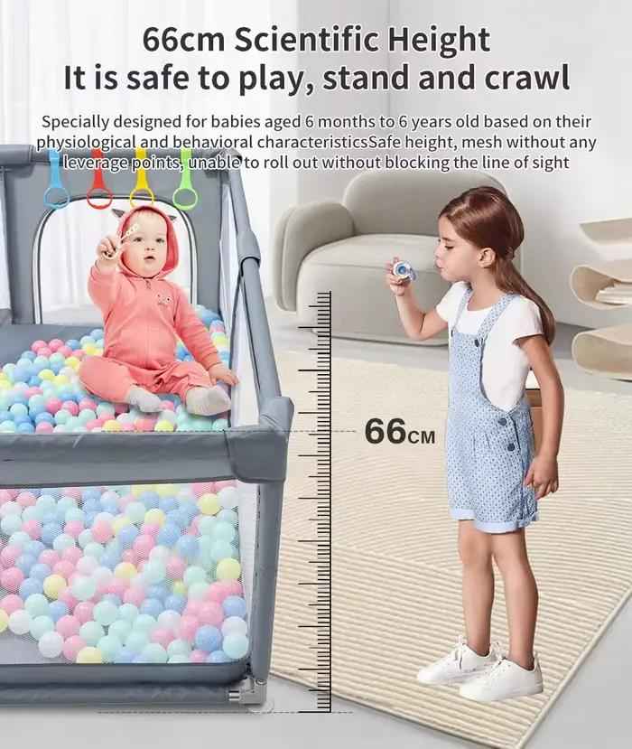 Parc pour bébé, barrière de sécurité pour enfant, clôture avec anneau de traction, boîte à balles, a