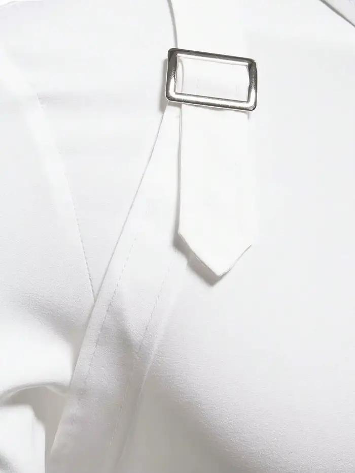 Chemise à manches longues boutonnée pour homme, couleur blanche unie, style décontracté et professio
