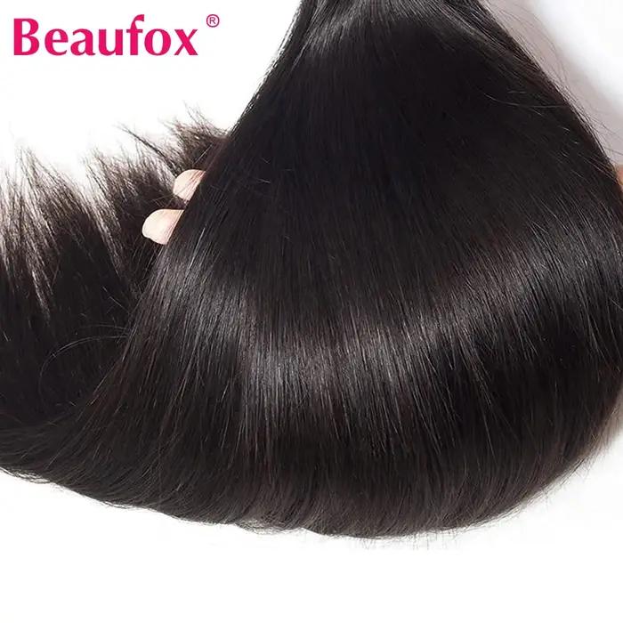 Beautorch-Mèches Péruviennes Naturelles avec Closure, Cheveux Vierges Lisses, Extensions de Cheveux