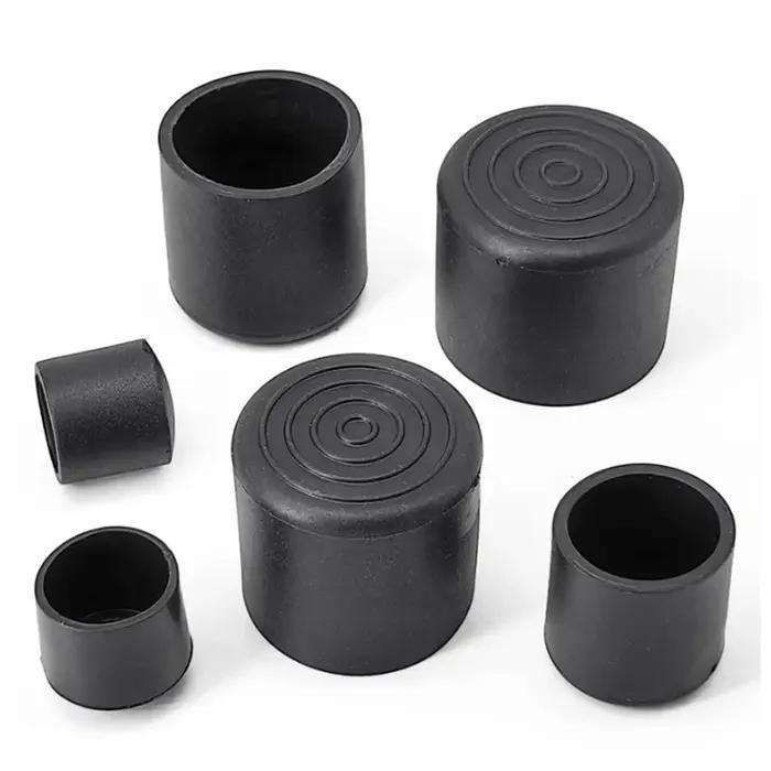 Manchon de tuyau rond en caoutchouc souple PVC noir, capuchon de Tube, coussin de pied de Table et d