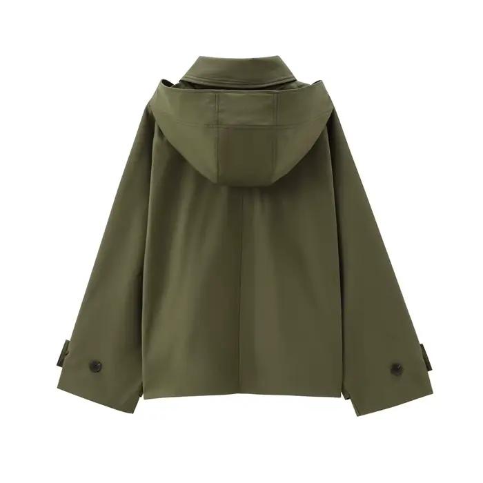 MUJER Trench Coat à capuche pour femme Coupe-vent à manches longues pour femme Nouveau en manteaux e
