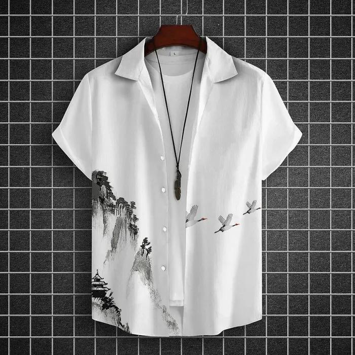 Chemise hawaïenne Simple surdimensionnée pour hommes, mode imprimée en 3d, haut rétro décontracté, v