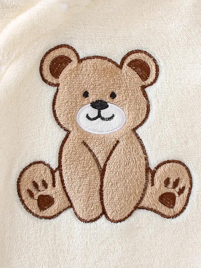 Automne hiver bébé ours Onesie avec chapeau tissu en peluche doux chaud mignon coussin chauffant ave