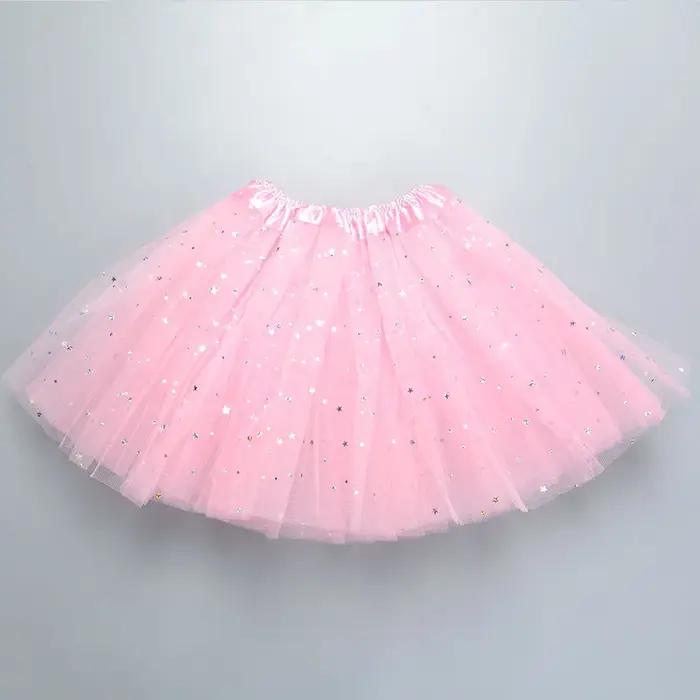 Jupe Tutu de danse à paillettes pour enfants, 3 couches de Tulle, en mousseline de soie, pour enfant
