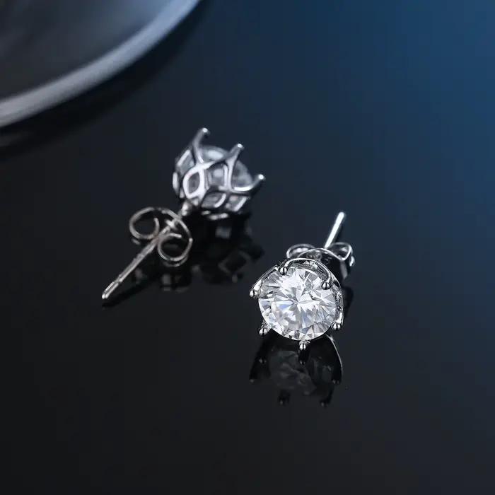 Boucles d'oreilles Moissanite en argent Sterling 100% véritable, avec 2 certificats D VVS1, stylo de
