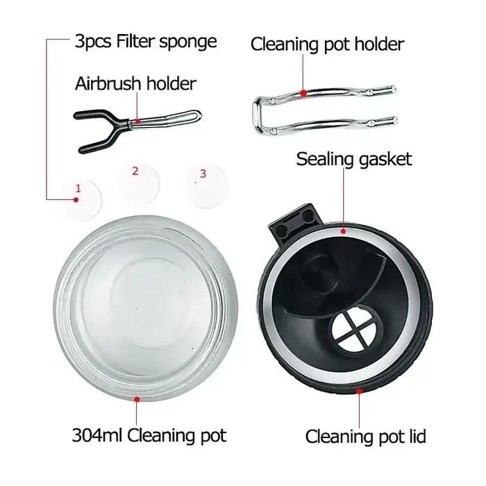 Kit d'outils de nettoyage de odorpulvérisateur conviviale ré, pot de livres d'aérographe, ensemble d