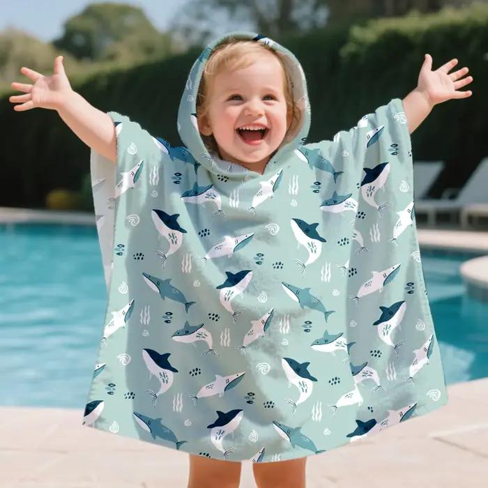 Elinfant 1Pc serviette de plage pour enfants piscine bain peignoir enfants serviettes de bain à capu