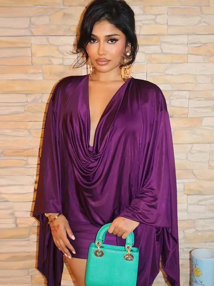 Robe classique en Satin pour femmes, élégante, classique, Y2K, décolleté en v profond, manches longu