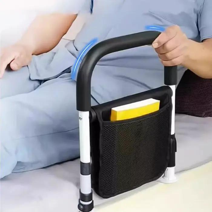 Barre de maintien de lit pour personnes âgées avec poches de rangement accoudoirs ergonomiques garde-corps anti-chute rail de prévention des chutes pour une nuit paisible et sécurisée