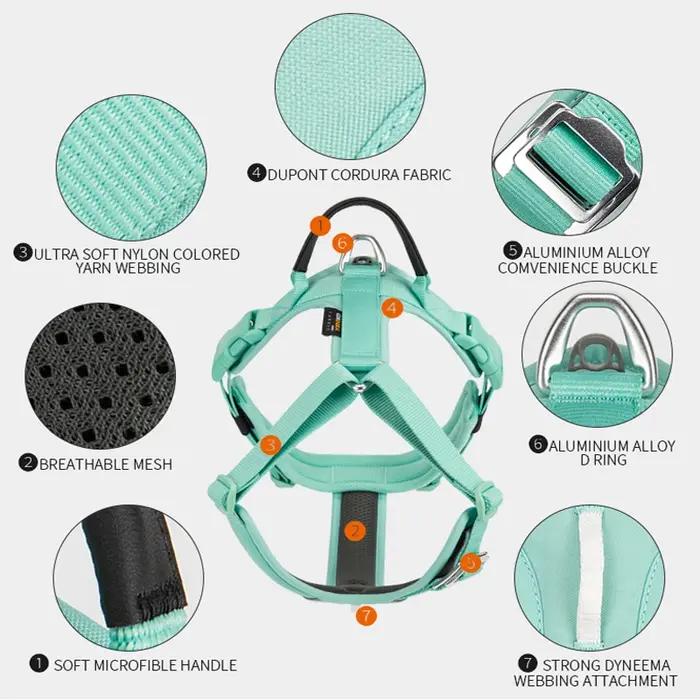 Harnais réfléchissant pour chien, sans traction, pour petit, moyen et grand chien, gilet antidéflagr
