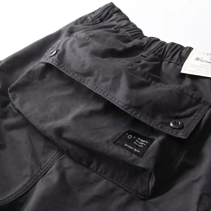 Shorts cargo multi-poches camouflage délavé et vieilli style vintage américain, coupe droite décontr