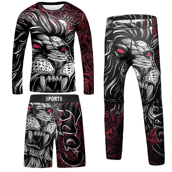 Rashguard-T-shirt et pantalon Jiu Jitsu pour enfants, vêtements de sport pour garçons, herbe grappin