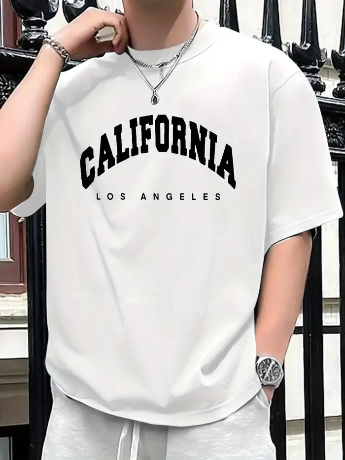 Été hommes 100% pur coton décontracté coupe ample plus californie imprimé sport confortable col rond