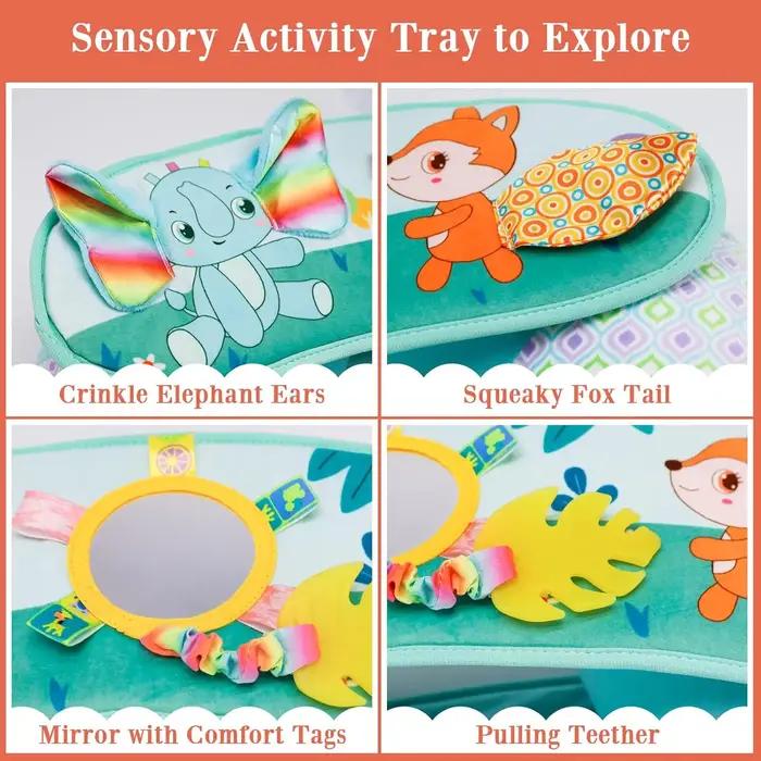 Siège Gonflable Bébé Assis Avec Jouets Sensoriels Canapé Peluche Douce Support Arrière Occasions Spéciales Pour Tous Petits
