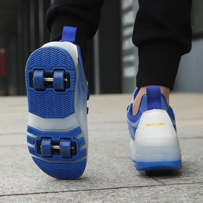 Chaussures de marche rapide pour enfants, patins à roulettes pour filles et garçons, cassent quatre