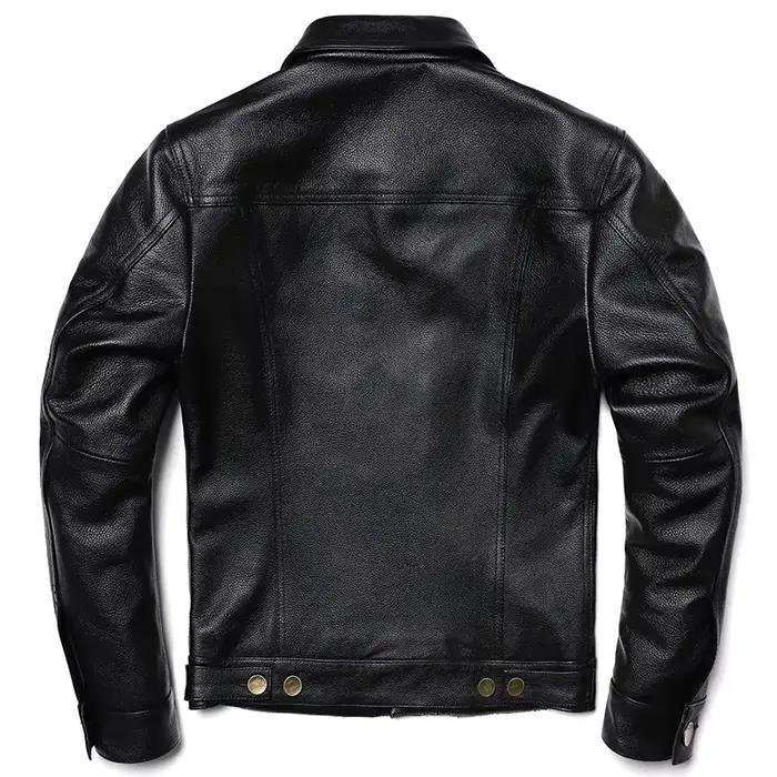 Nouvelle Veste en Cuir Véritable de Cowboy 2025 pour Homme – Manteau Court Slim en Cuir de Vachette
