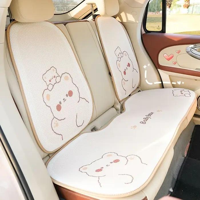 Housses de siège de voiture en soie glacée confortables et mignonnes pour femmes accessoires de voiture universels pour protection et élégance