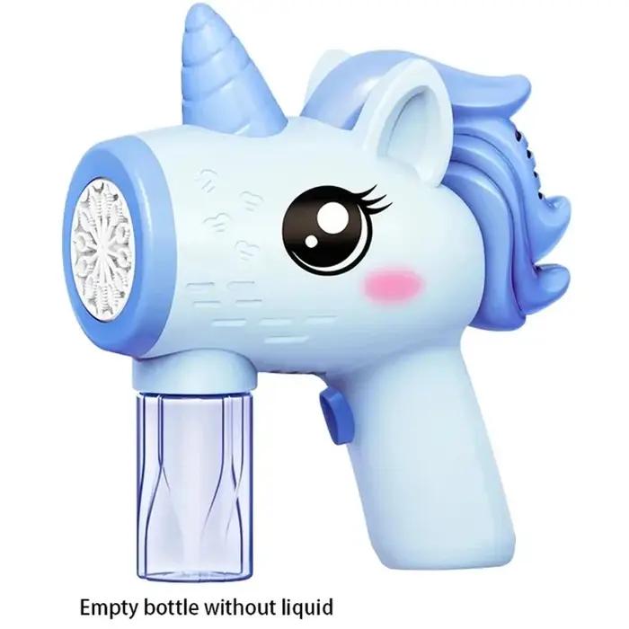 Pistolet à bulles électrique licorne, machine à bulles jouet, souffleur de savon automatique avec lu