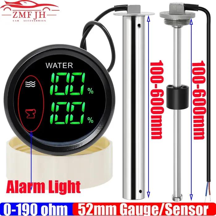 Double jauge numérique avec alarme, niveau d'eau de 52MM + compteur de niveau d'égout pour capteur d
