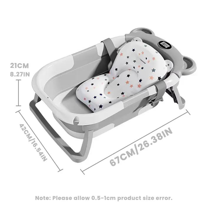 Baignoire de voyage portable, baignoire pliable pour bébé, avec thermomètre et 1 coussin flottant do