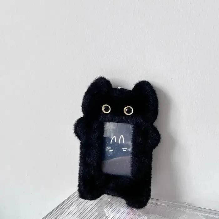 Étui pour carte photo en peluche, mignon, sac de dessin animé, porte-clés renard, étui pour carte ph