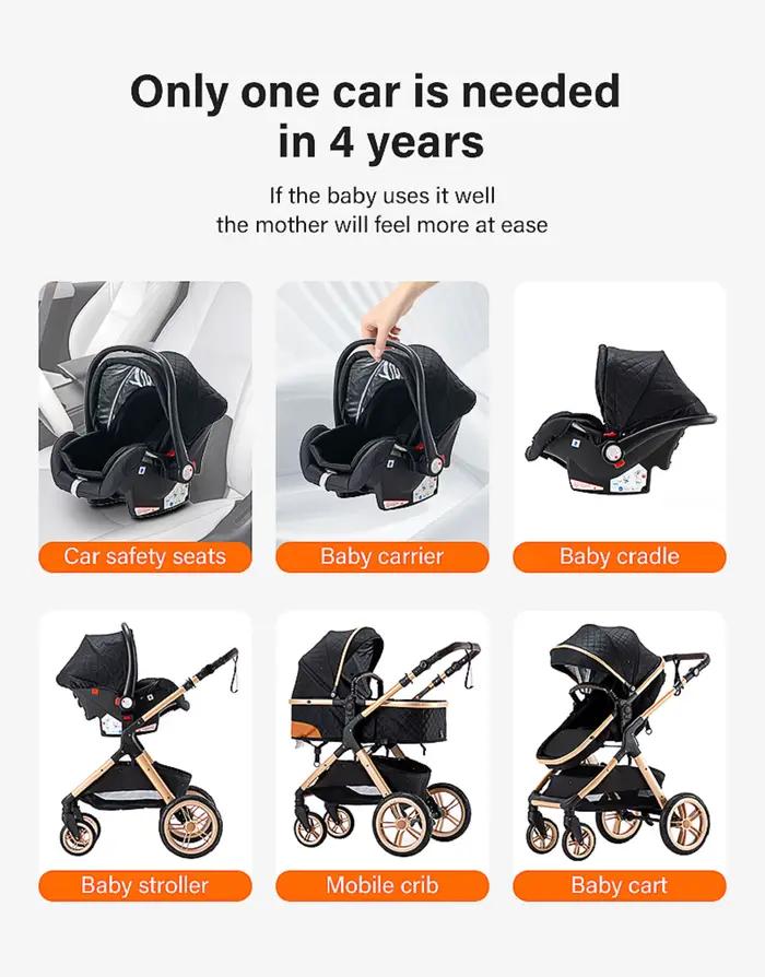 Système de poussette 3 en 1 pour bébé, poussette légère pour nouveau-nés, pliable compacte, poussett