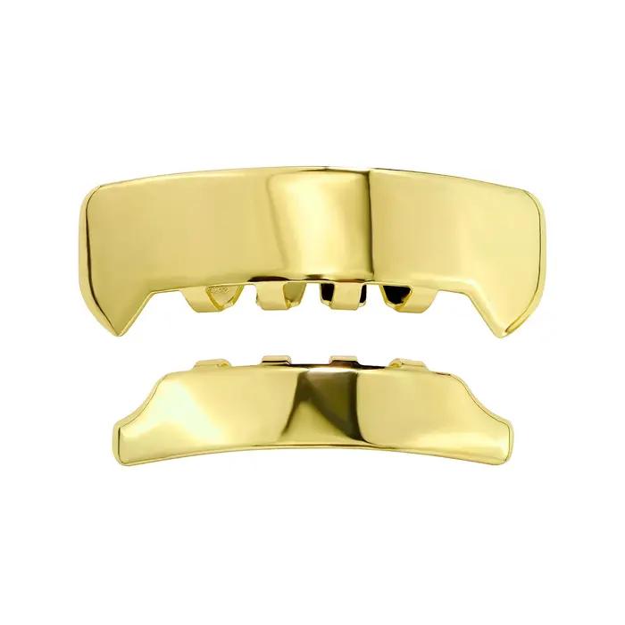 JINAO Hip Hop Grillz 8 dents, surface lisse, pour hommes et femmes, haut et bas, brillant, style yeh