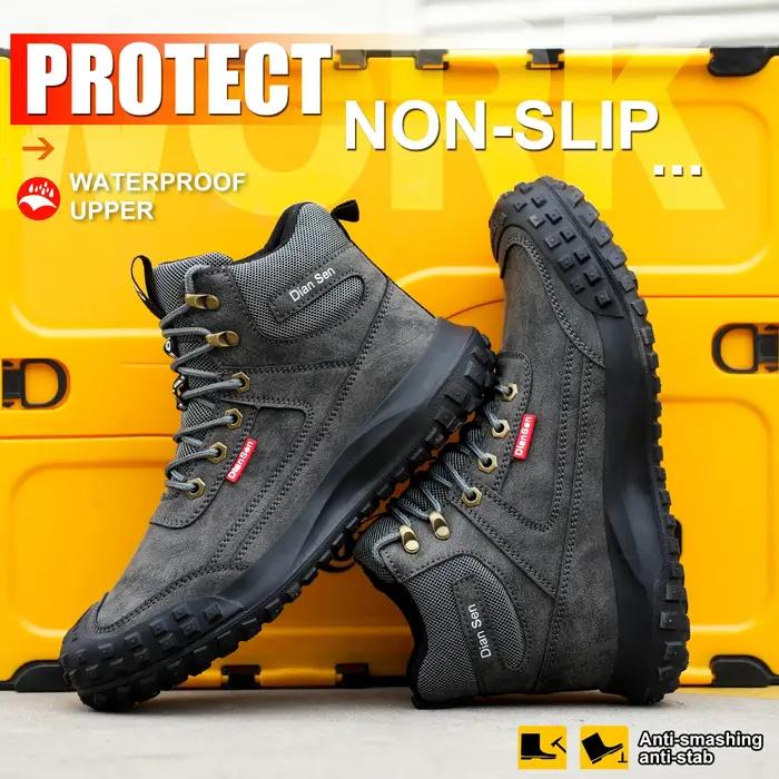 Chaussures de sécurité pour hommes Dian Sen à embout d'acier avec semelles anti-écrasement, anti-per