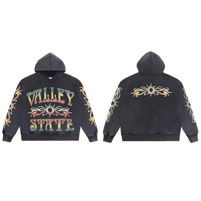 Sweat-shirt à capuche en coton pour hommes et femmes, pull Hip Hop ample avec lettres imprimées Graf
