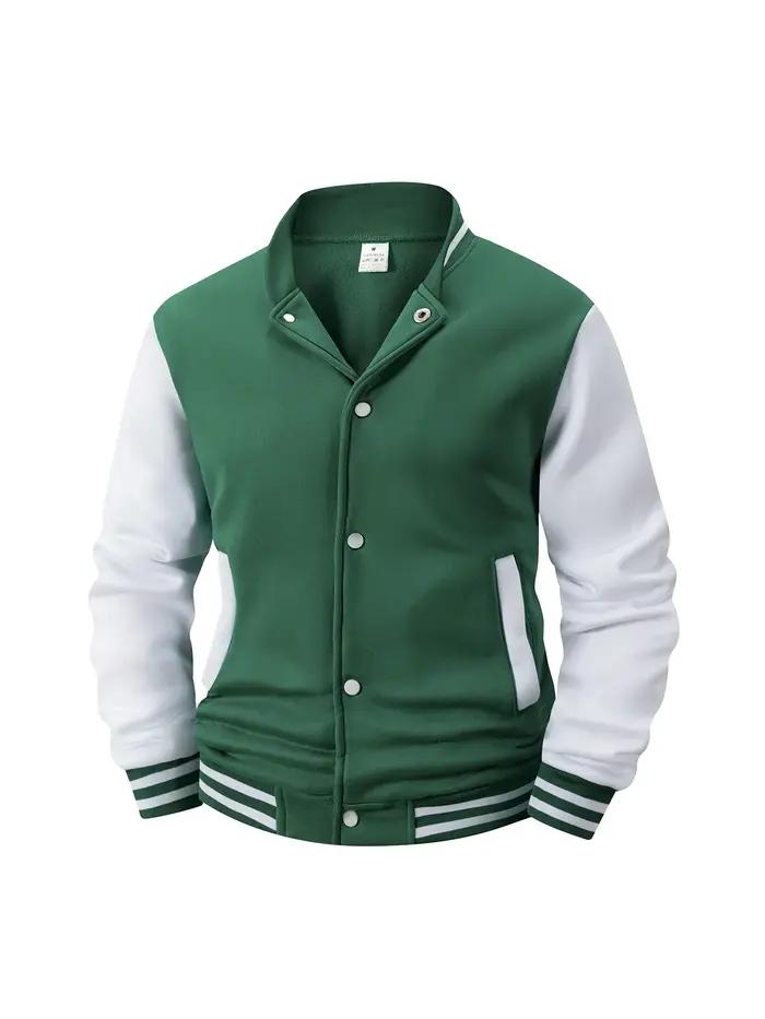 Veste universitaire doublée polaire pour hommes, automne hiver, bloc de couleur chaud, veste de Base