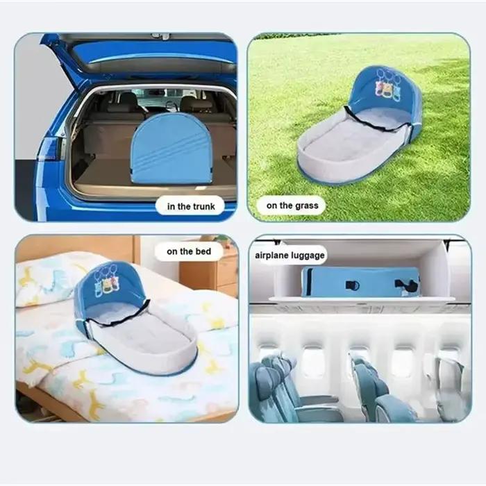 Berceau de bébé pliant anti-écrasement avec moustiquaire matelas confortable pour nouveau-né camping et déplacements