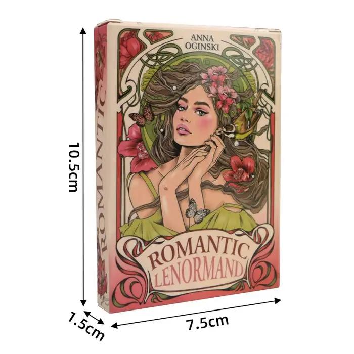 Cartes Oracle Lenormand romantiques, 10.2x7.2cm, Vision anglaise, Motifs floraux, 37 pièces, 4x2.8 p