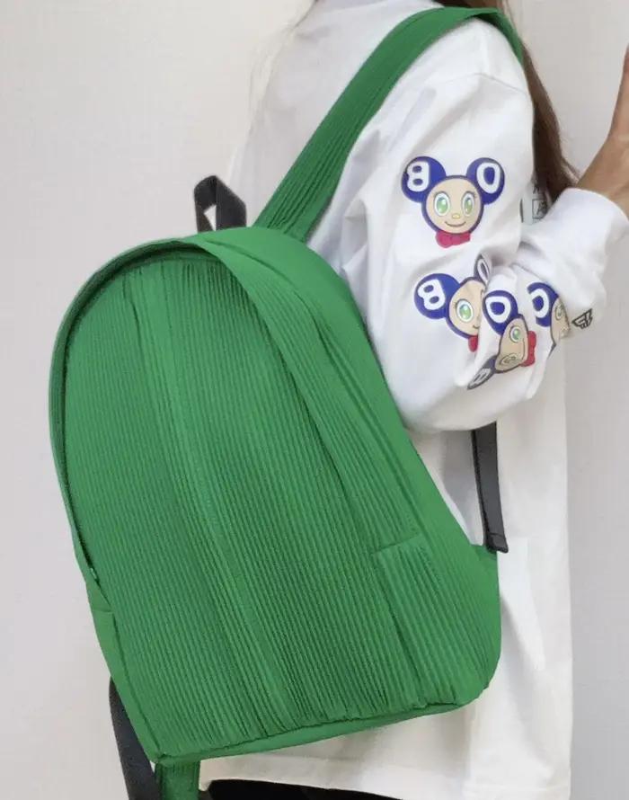 YUDX-Sac à Dos Plissé à Épaules avec Fermeture Éclair, Couleur Unie, Design Décontracté, Voyage, Éco