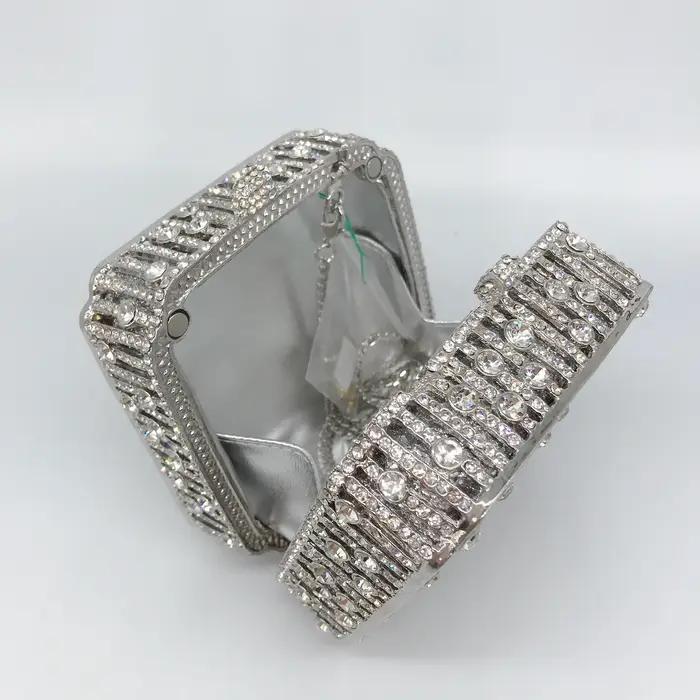 Pochette pour femmes, petite boîte carrée, sac de soirée en cristal strass à couverture complète, sa