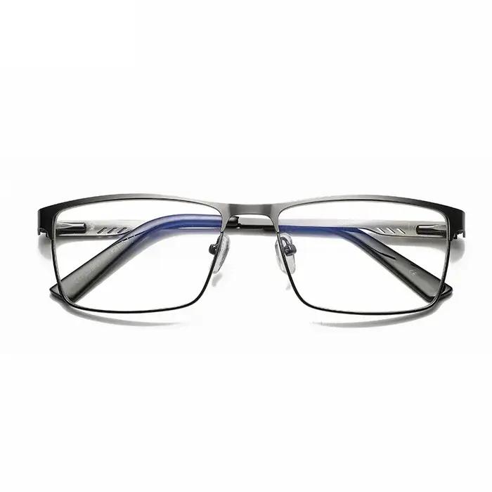 Lunettes de lecture carrées en métal pour hommes, grand cadre, jambe de printemps, presbytie pour pe