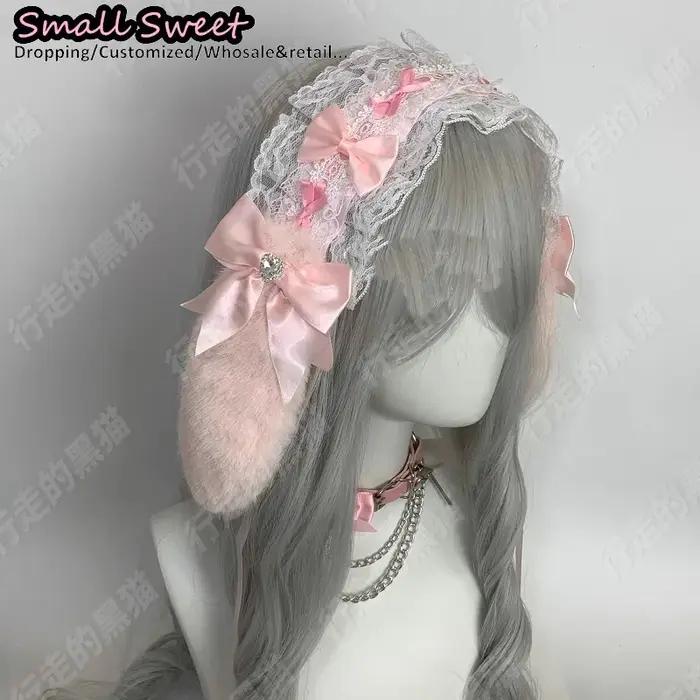 Goth lapin oreille arc bandes de cheveux Harajuku gothique Lolita Y2K fille oreilles de lapin bandea