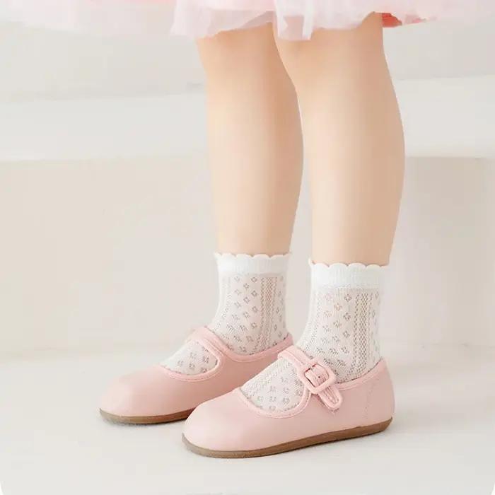 5 paires/lot chaussettes en maille blanches pour enfants pour filles été mince respirant fille chaus
