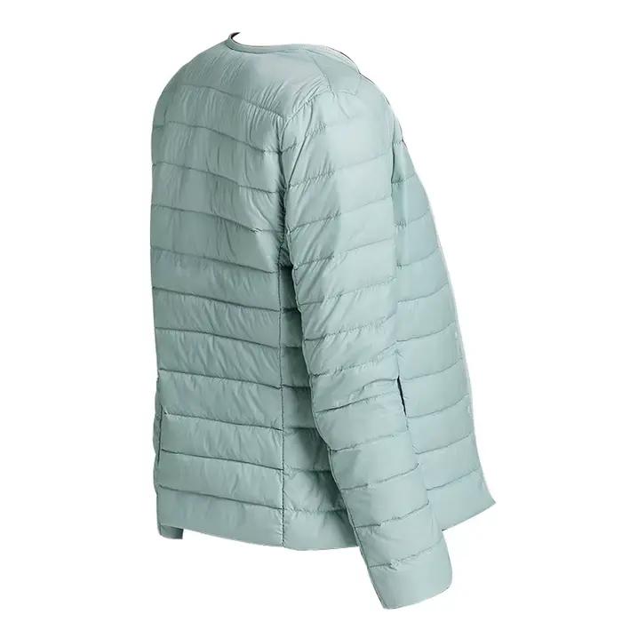 Veste en duvet de canard pour femme, col rond, col en v Variable, garde au chaud, sans col, manteau