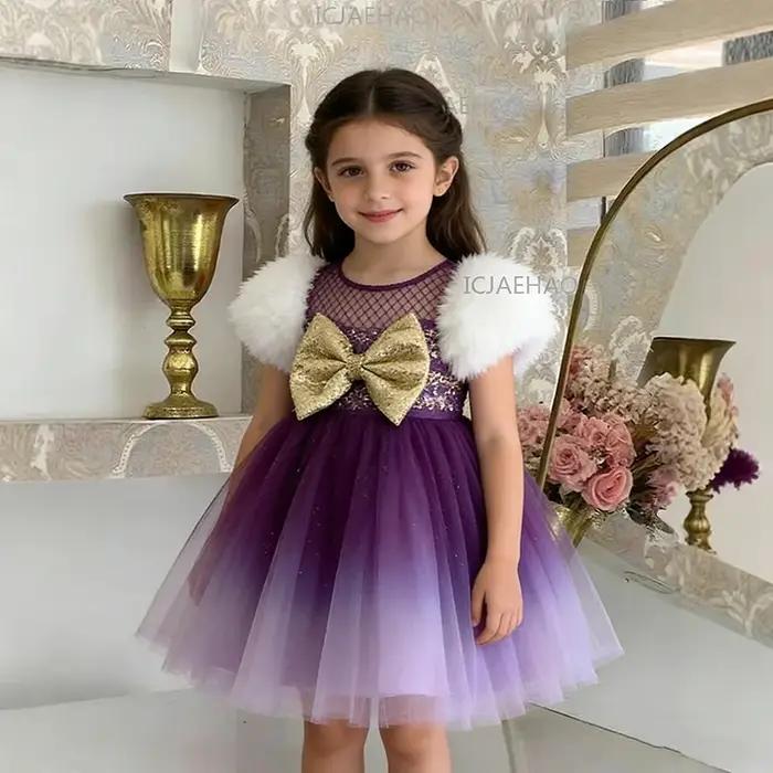 Robe Tutu à Manches Courtes pour Fille, Tenue de Scène pour Enfants, Compétition de Piano, Spectacle