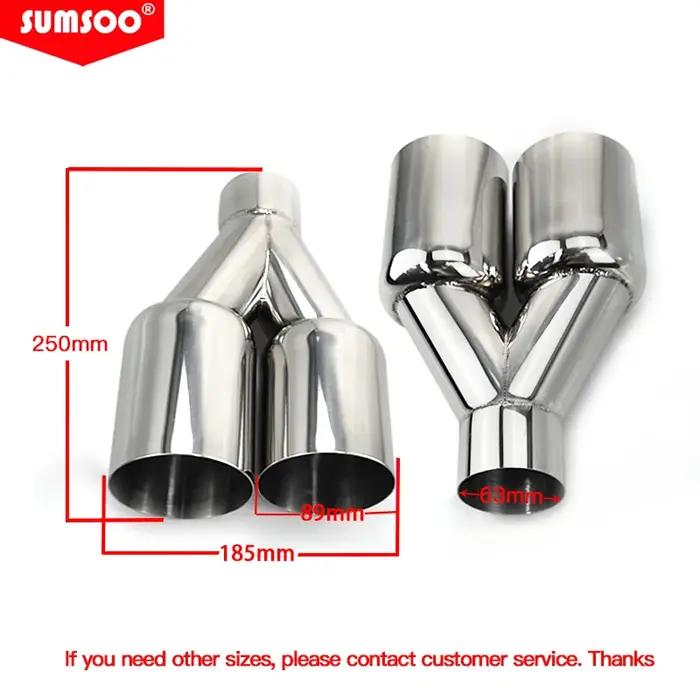 Véritable sumsoo double pointe d'échappement en acier inoxydable bord droit poli argent soudage sile