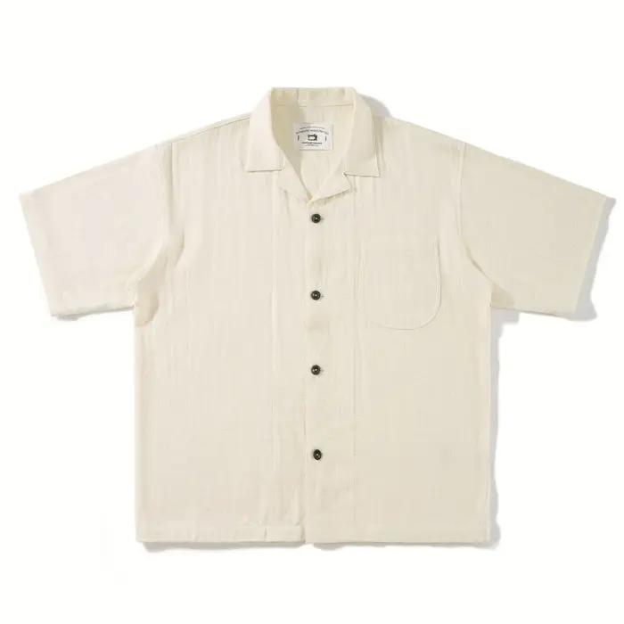Chemise d'été à col cubain 2025, lin américain, sensation Indigo délavé, 100% coton, Style hawaïen,