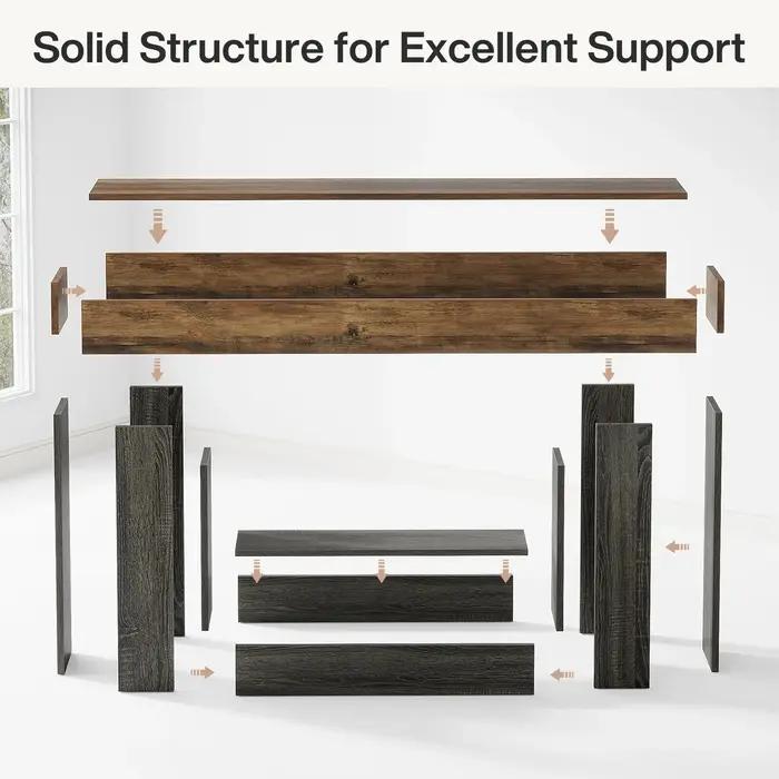 Tribesigns Table console de 63 pouces, table d'entrée à 2 niveaux avec base en forme de U, table de