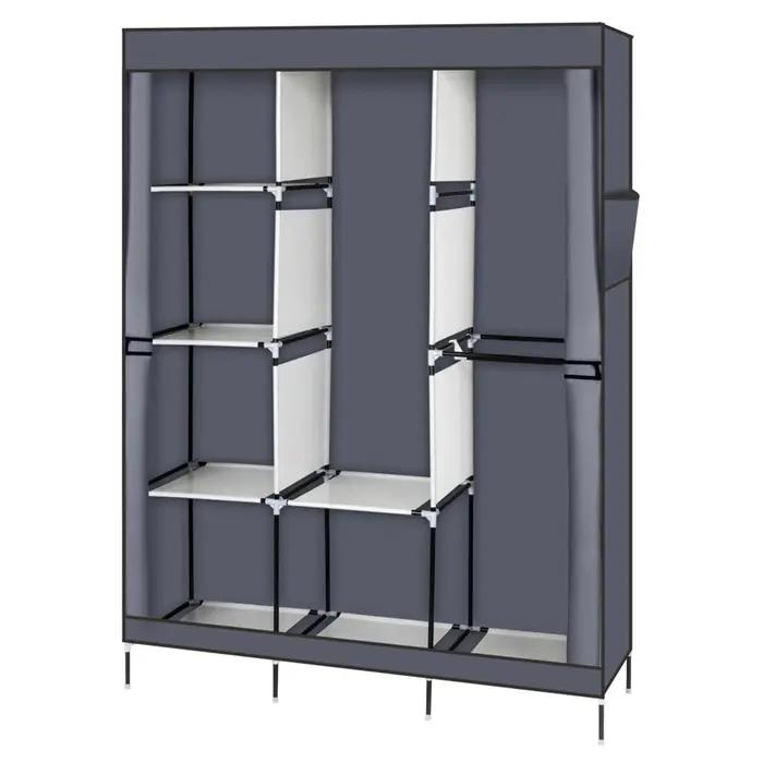 Armoire de rangement portable T1 avec étagère, armoire à vêtements, gris, 71 po
